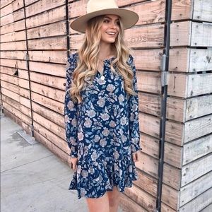 Floral Long Sleeve Swing Dress